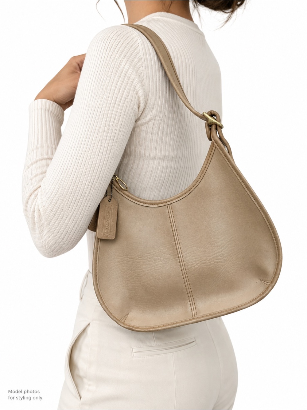 Vintage Coach Ergo Crescent Shoulder Bag No. NTA-1903 Beige Leather Y2K